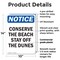 Signmission Conserve The Beach Stay Off The Dunes, 10 in W x Rectangle, Plastic OS-2PACK-NS-P-1014-V-10792 - alternate 3